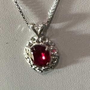 NWT Sterling Silver Vintage Kabana Ruby Pendant
